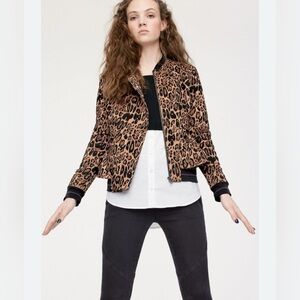 Trouve Leopard Print Women's Peplum Bomber Jacket Size XS